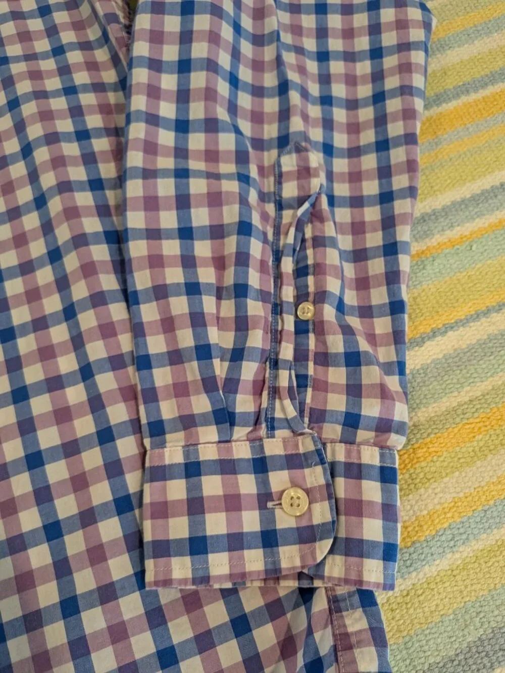 Men's J. Crew purple / blue / white plaid gingham button down Large Tall